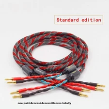 Pair 12AWG OCC HiFi Speaker Wire 4 Strands Braided Pure Copper Loudspeaker Cable