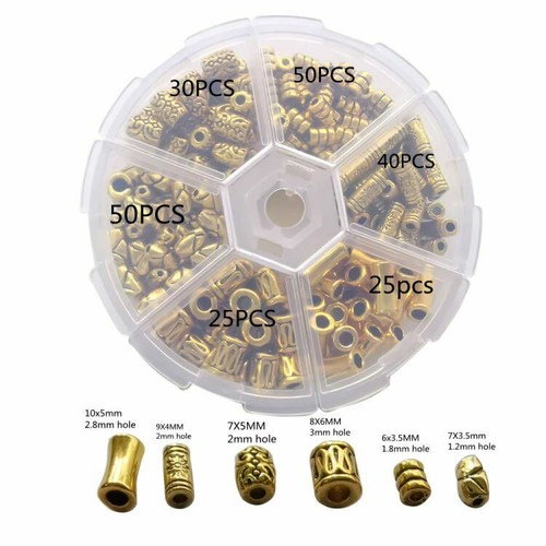 220PCS/Box Antiqued Gold Metal Tube Spacer Beads for Jewelry Making - Picture 2 of 7