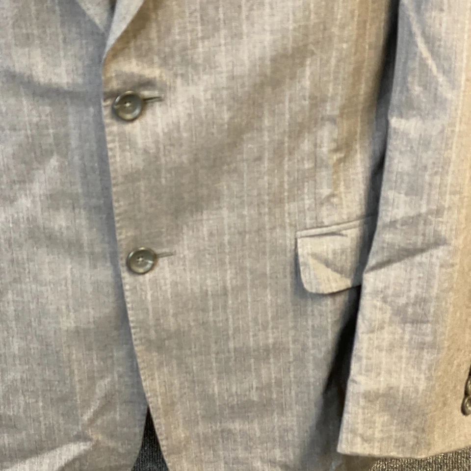 Blazer Z Zegna Para Hombres Gris Rayas Doble Ventilación Lana 2 Btn Talla EE. UU. 44R Euro 54R Foto 4 de 4