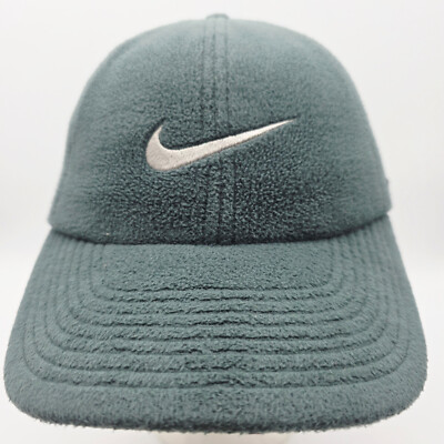 Nike 90s Vintage Therma-Fit Fleece Earflap Baseball Cap Hat Green