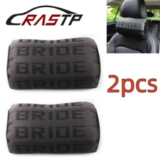 Racing Seat Material 2Pcs Black Fabric Headrest Pillow Supports Neck Rest