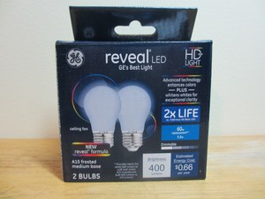 GE Reveal HD+ LED Light Bulbs, 2 pack Ceiling Fan A15/60w ...