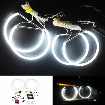 Kit 4 Anneaux CCFL Angel Eyes Feux Neon Blanc Xénon Pour BMW E46 Coupé Sedan - Photo 1/4