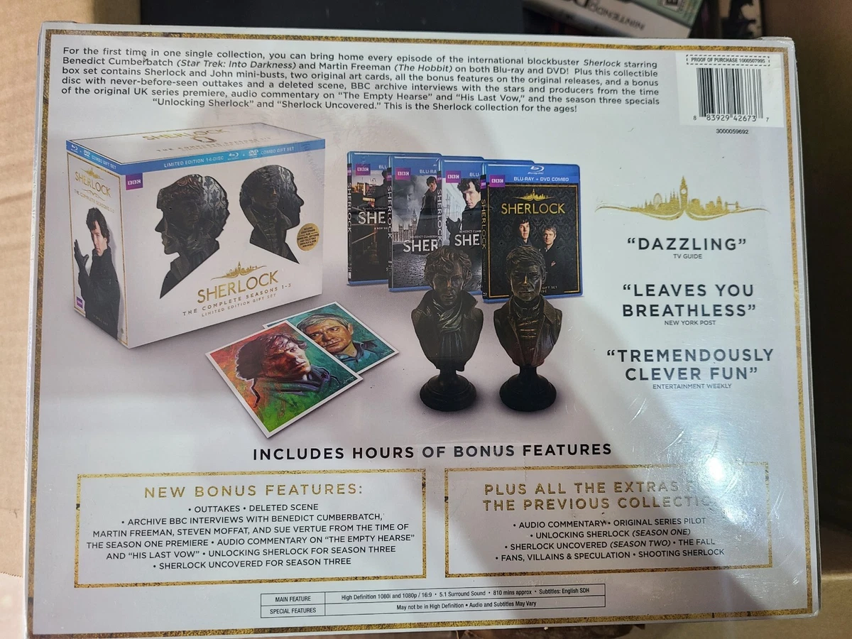 Sherlock: The Complete Seasons 1-3 (Blu-ray/DVD, 2014, 14-Disc Set