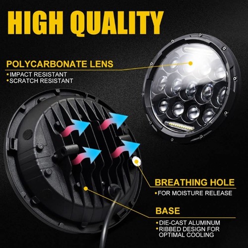 Super PDR 7 Pollici Rotondo 75W Faro LED Rotondo Hi/Lo Fascio Faro DRL Anteriore - Foto 4 di 7