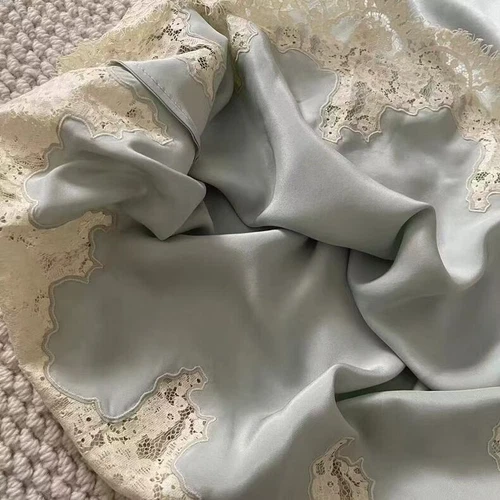 Damen Doen Seide Spitze verziert Satin A-Linie Midirock - Bild 8 von 9