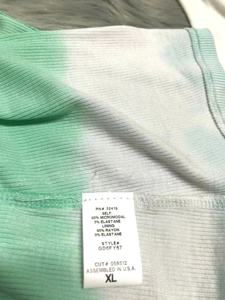 ЗЕЛЕНЫЙ ДРАКОН галстук окрашенный богемное макси юбка стороны разрез XL новый с Ярлыками $118 сделано в США - Изображение 4 из 4