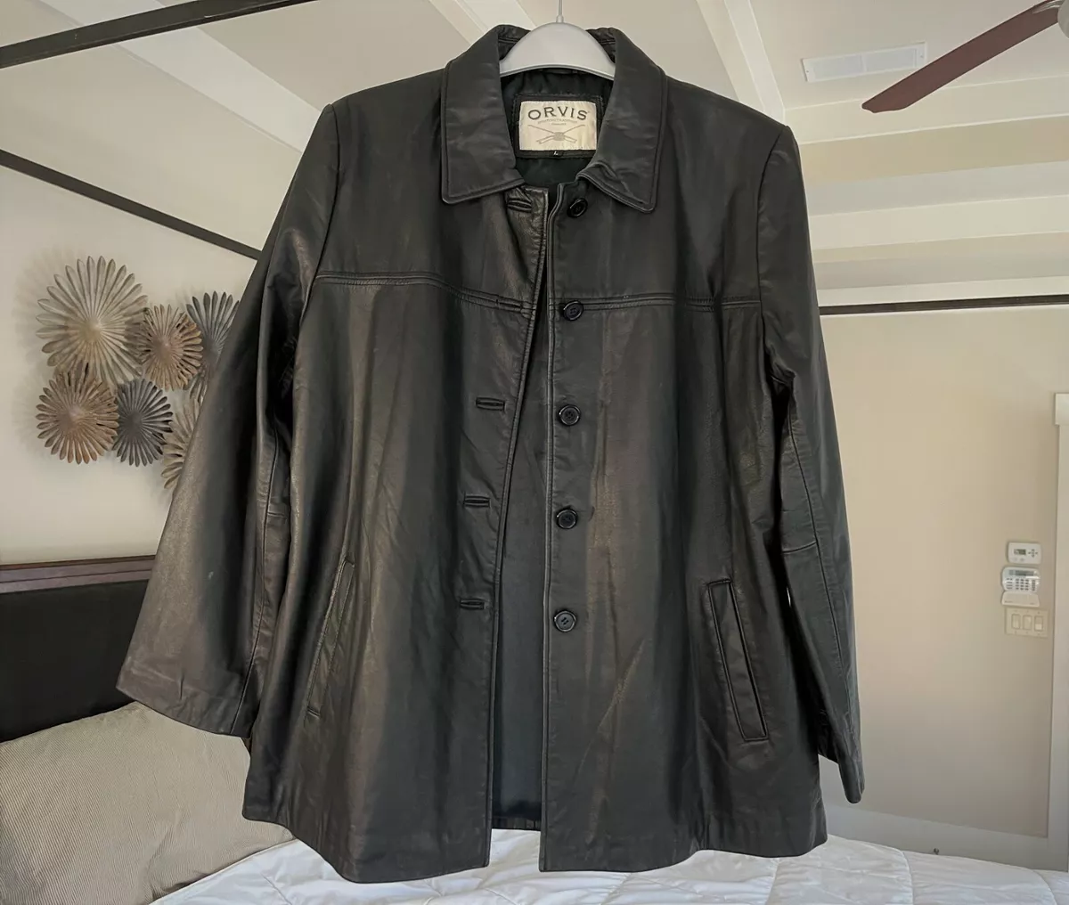 ORVIS women s Black Leather Jacket size Large L