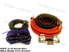 Oversized 1/0 Ga OFC AWG Amp Kit Twisted RCA Red Black Complete Sky High Car 