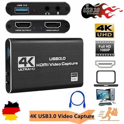 HDMI Video Game Capture Card 4K 1080p Videorecorder USB Videoaufnahmekarte DE