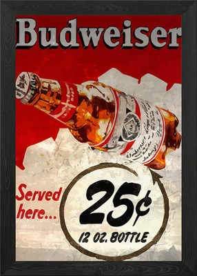 Budweiser altes gerahmtes Wandbild Poster Leinwanddruck Bild