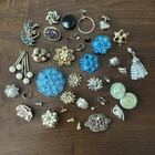 Vintage Costume Jewelry CRAFT Mixed Lot Brooch Earrings Pendant Rhinestone