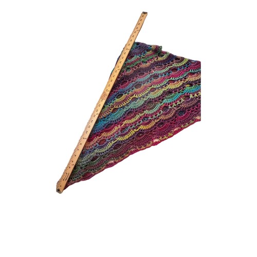 Handmade Crochet Shawl Wrap Acrylic Burgundy Blue Green Large Triangle Boho NEW - Picture 5 of 8