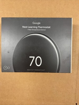 Google Nest Learning Thermostat 4th Gen+ Sensor GA05169-US POLISHED Obsidian