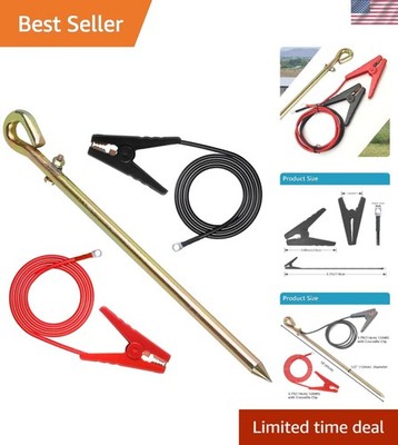 Reliable Electric Fence Grounding Kit - Stainless Steel Rod & 3.7ft Lead Wires