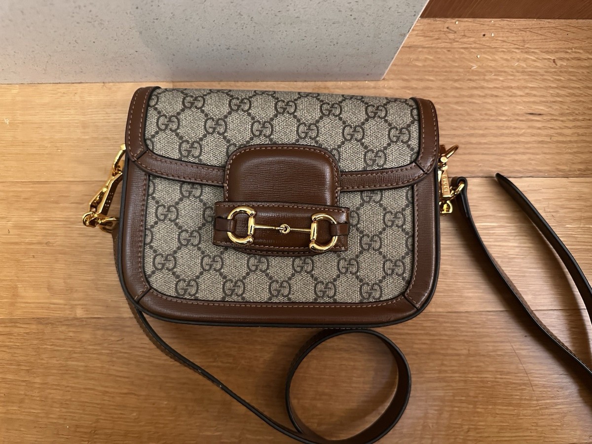 Gucci 1955 Horsebit crossbody logo Shoulder Bag Brown Leather