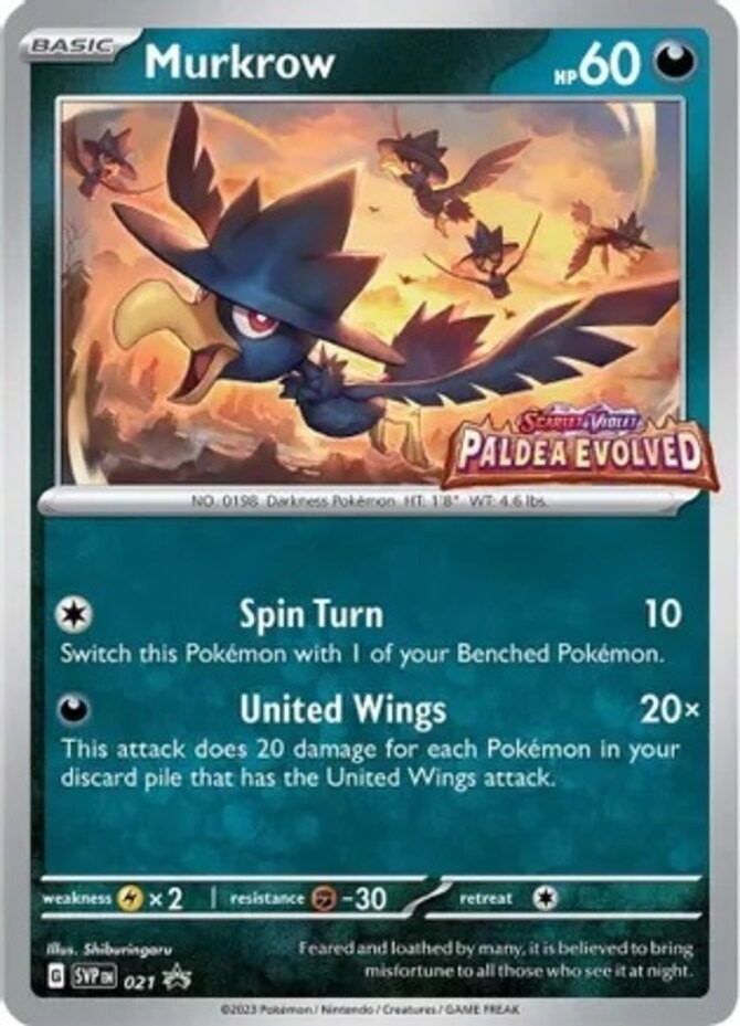 Slightly Played, English - 1 x Pokemon Murkrow - SVP021 - Prerelease Promo Scarl