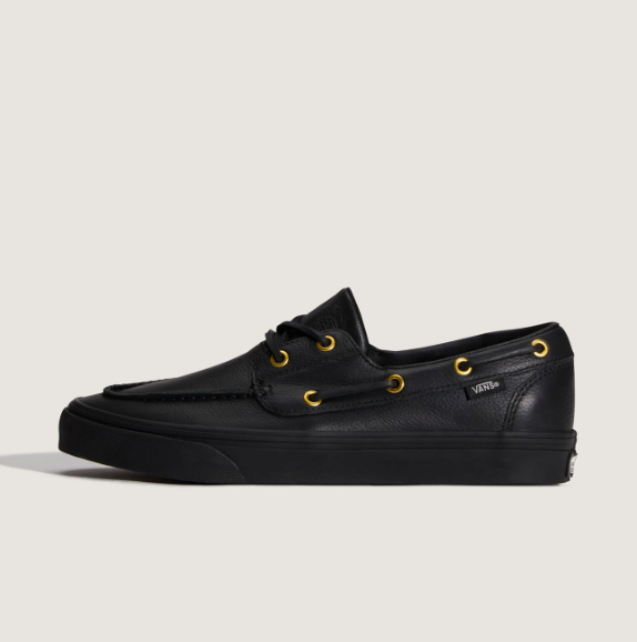 Vans 2-Eyelet Boat Shoe Leather Black Mans VN000Z11CJK | eBay