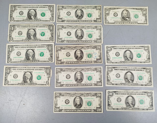 Lot 13 Billets USA DOLLARS 1 20 50 100 circa 1985 Jackson Numismate Dollar Q27