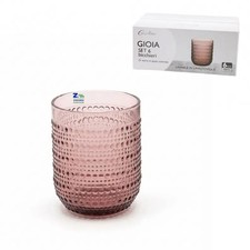 SET 6 BICCHIERI TUMBLER GIOIA 260 ML IN VETRO ROSA LAVABILI IN LAVASTOVIGLIE