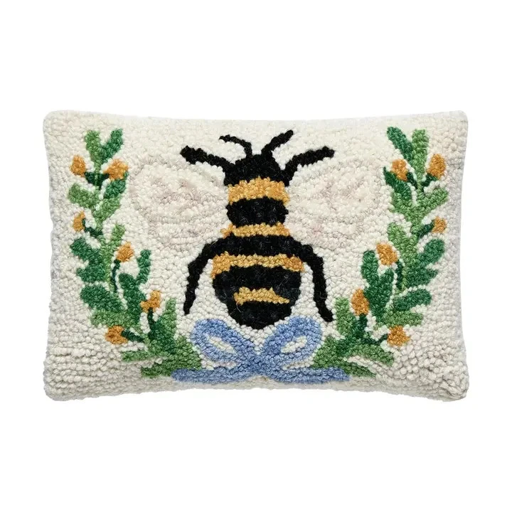 Bee in A Wreath Hook Pillow NEW