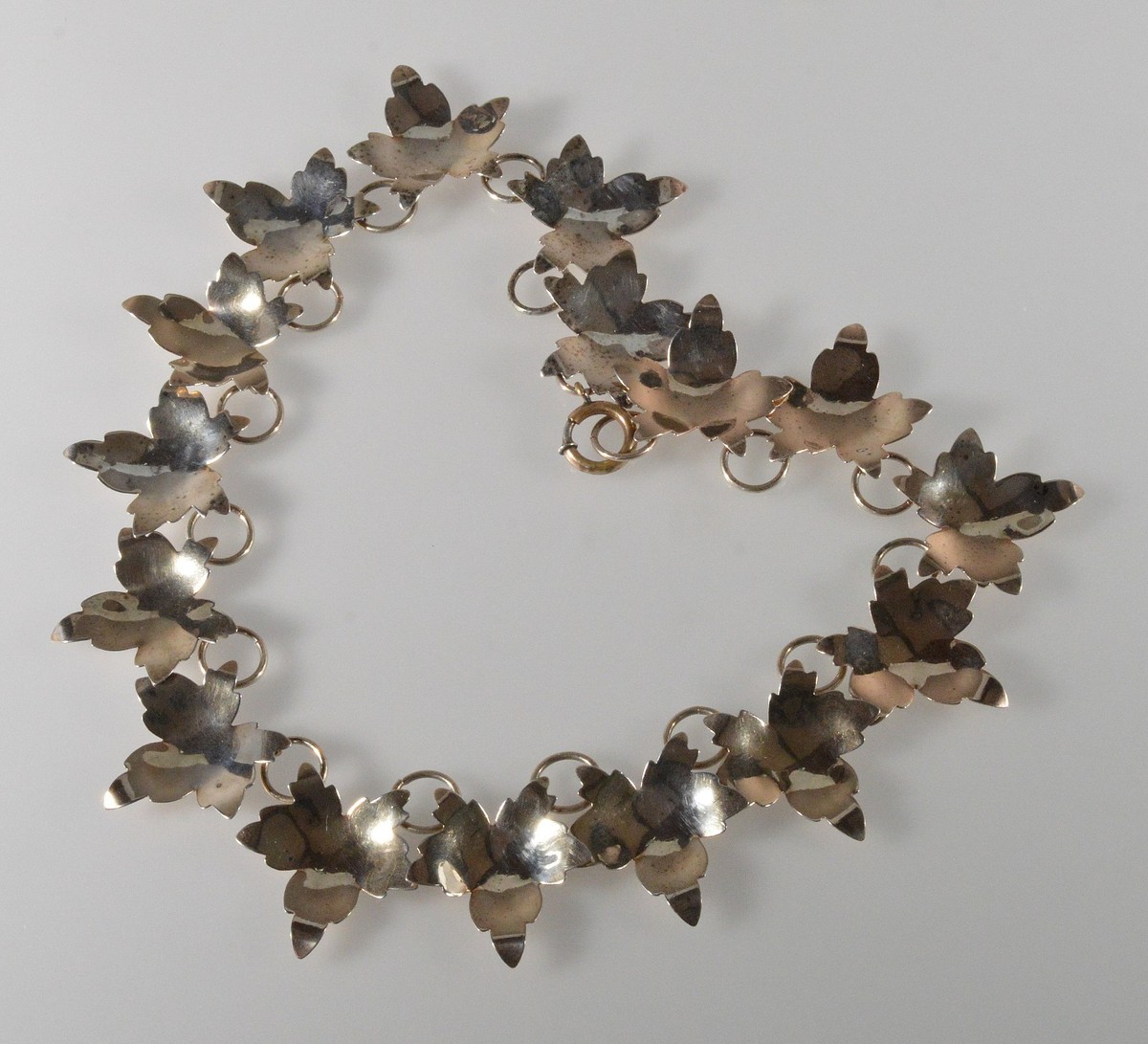ANTIQUE VICTORIAN STERLING MAPLE LEAVES NECKLACE C.1890