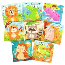 8 Pack Wooden Jigsaw Puzzles for Toddlers Baby Kids 3 4 5Years Old Color Shape