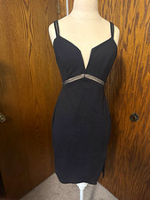 ASTR the Label Black Lace Waist Sheath Knee Dress V-Neck Sleeveless Zip S