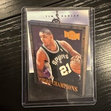 ?Tim Duncan 1997-98 Metal Universe Future Champions Rookie Card # 1 RC Insert. rookie card picture