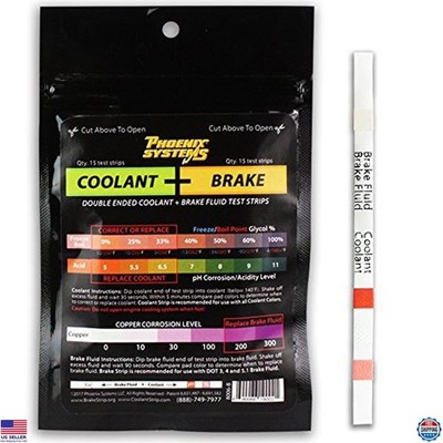 Brake Fluid & Coolant Test Strips - 15 Foil Wrapped Strips for Easy Testing