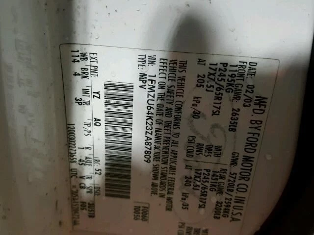 MOTOR ORDENADOR ECU ECM MÓDULO PCM 2003 FORD EXPLORER 4.0L 3L2A-12A650-XB Foto 4 de 4