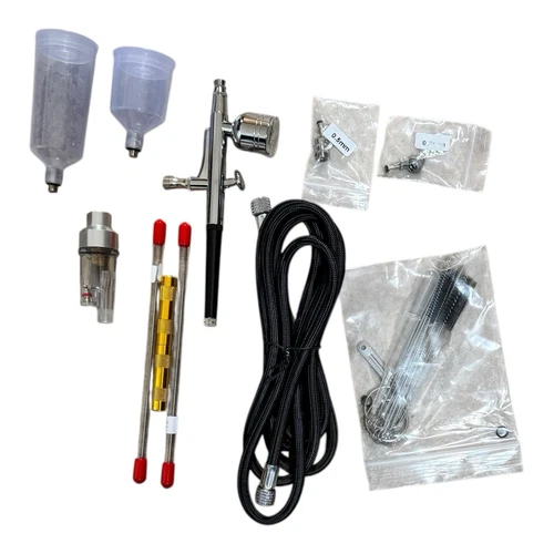 Premium Dual-Action Gravity-Feed Airbrush Kit 3 Nozzles 0.2–0.5 mm & 7 cc Cup