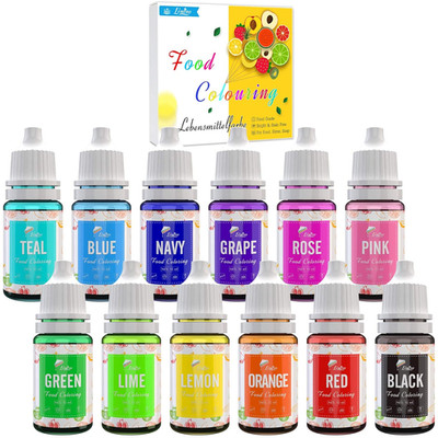 Lebensmittelfarbe 12 Farben X 10Ml - Flüssige Lebensmittel Farben Zum Kuchen Bac