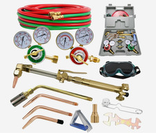 Oxygen Acetylene Gas Cutting Torch Regulator Welding Kit w/15' Hose Glasses Case