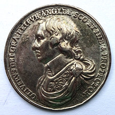 Oliver Cromwell Lord Protector 1653 Silver Medal/Medallion ( Eimer 188b ) VF/VF+