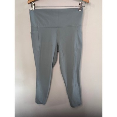 Athleta Salutation Stash Pocket II 7/8 Leggings Light Blue Grey Powervita Yoga
