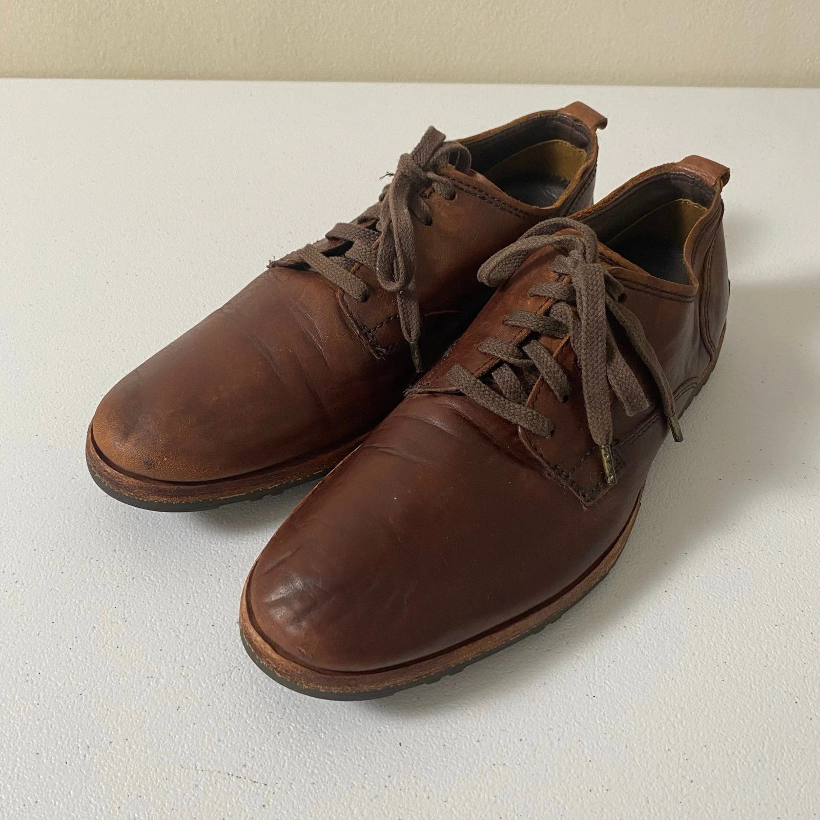 Scarpe Timberland uomo taglia 8 Bardstown punta liscia Oxford pelle marrone invecchiate