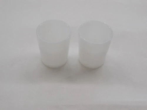2 Vintage REX Heat Resistant Glass Milk White Votive Candle Cup