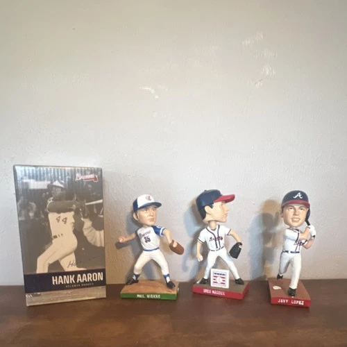 MLB Braves Bobblehead Collection Hank Aaron Phil Niekro Greg Maddux Javy Lopez