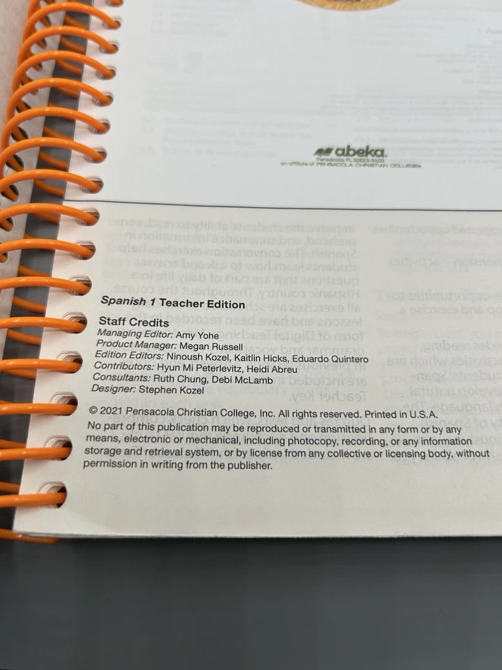 Abeka A Beka Spanish 1 Teacher Edition Volume 1 (2021) Current Edition - Image 2 of 2