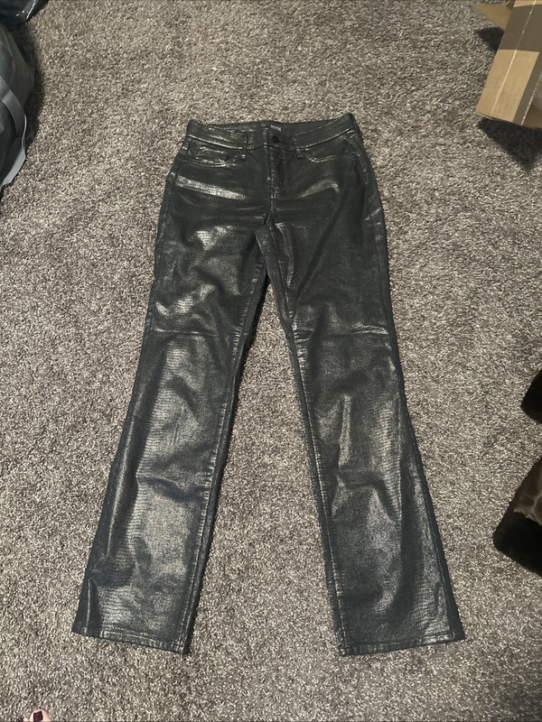 NYDJ Marilyn Straight Jeans Size 4 Gold Black Snake Embossed Lift Tuck NWOT