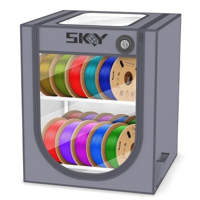 3D Printer Filament Storage Box W/ Thermo-Hygrometer 2 Tiers Metal Filament