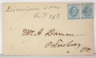 1860s CONFEDERATE CIVIL WAR COVER WITH TWO 5 CENT CONFEDERATE STAMP CSA #7