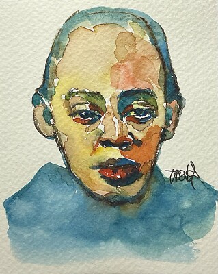 Original Unikat Figurative Portrait Watercolour Porträt Aquarell Gemälde Bild