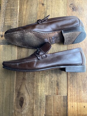 Bruno Magli Brown Leather Horse Bit Loafers Dress Shoes Size 