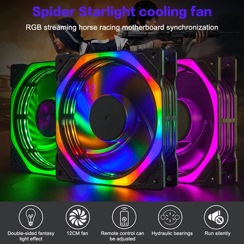 12CM Spider Star RGB Case Fan-Dual-Ring 16 LED Hydraulic Bearing Quiet PC Co  GF
