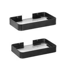 Small Glass Bathroom Shelves, Matte Black Bathroom Floating Shelf, Mini Wall She