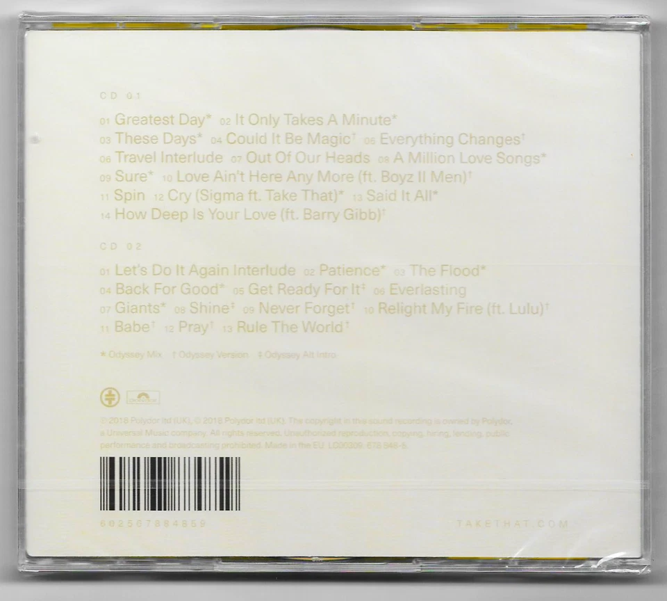 Take That – Odyssey / 2 CDs / Back For Good, Could It Be Magic, Babe / NEU & OVP - Bild 2 von 2