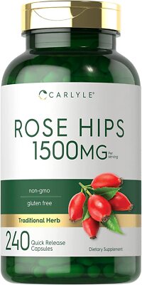 Rose Hips 1500mg | 240 Capsules | Non-GMO, Gluten Free Supplement  by Carlyle