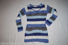 Womens Long Sweater BLUE WHITE BLACK S 4-6 M 8-10 L 12-14 XL 16-18 1X 2X 3X